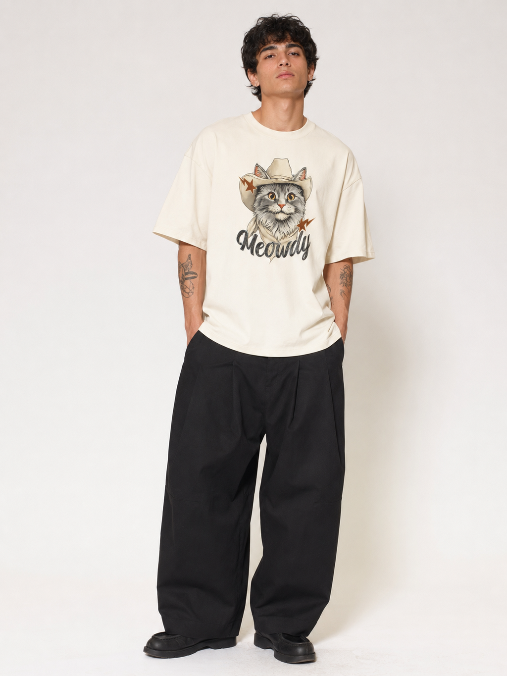 Meowdy Cowboy Cat Vintage Washed T-Shirt