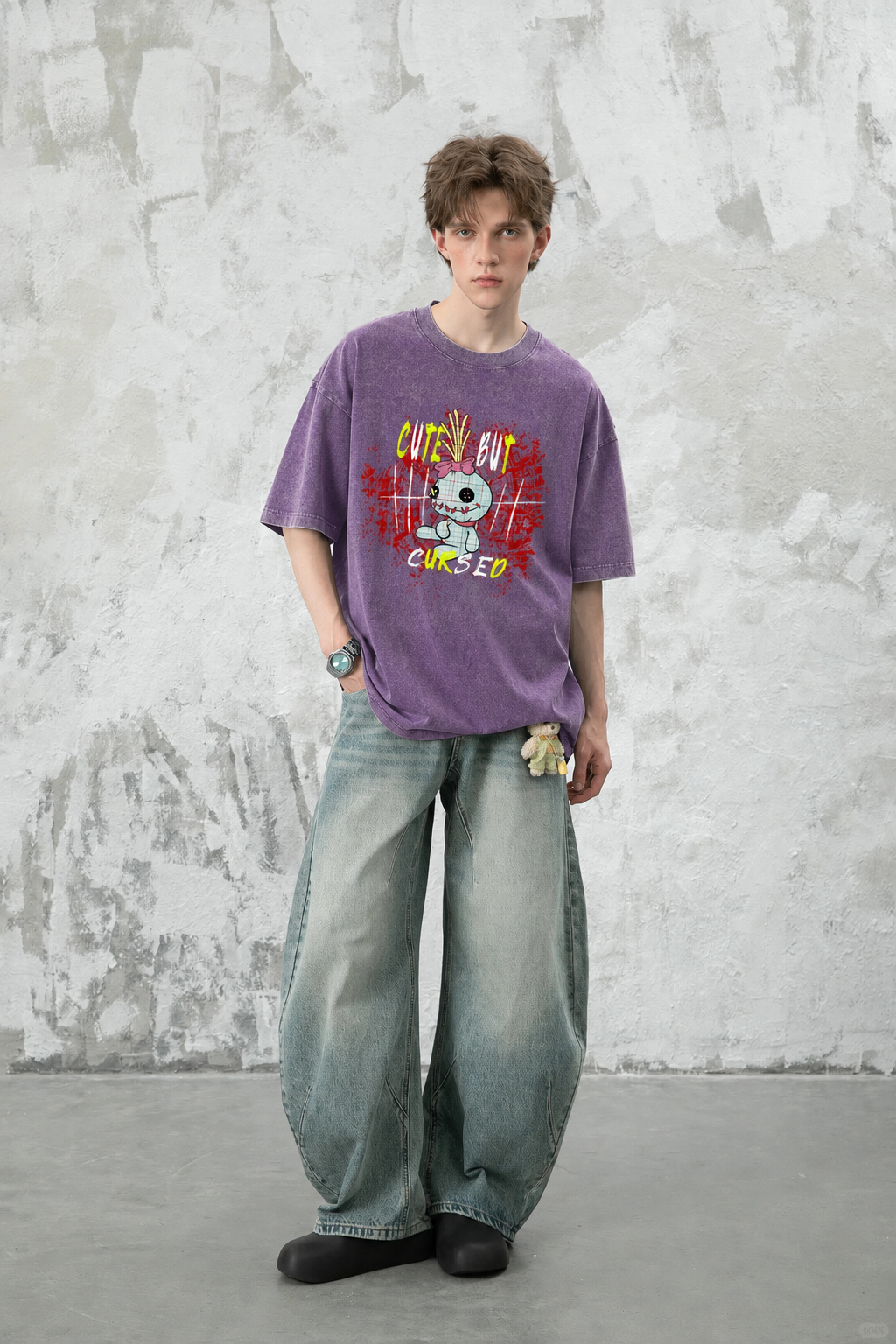 Cute but Cursed Doll Graphic Washed T-Shirt