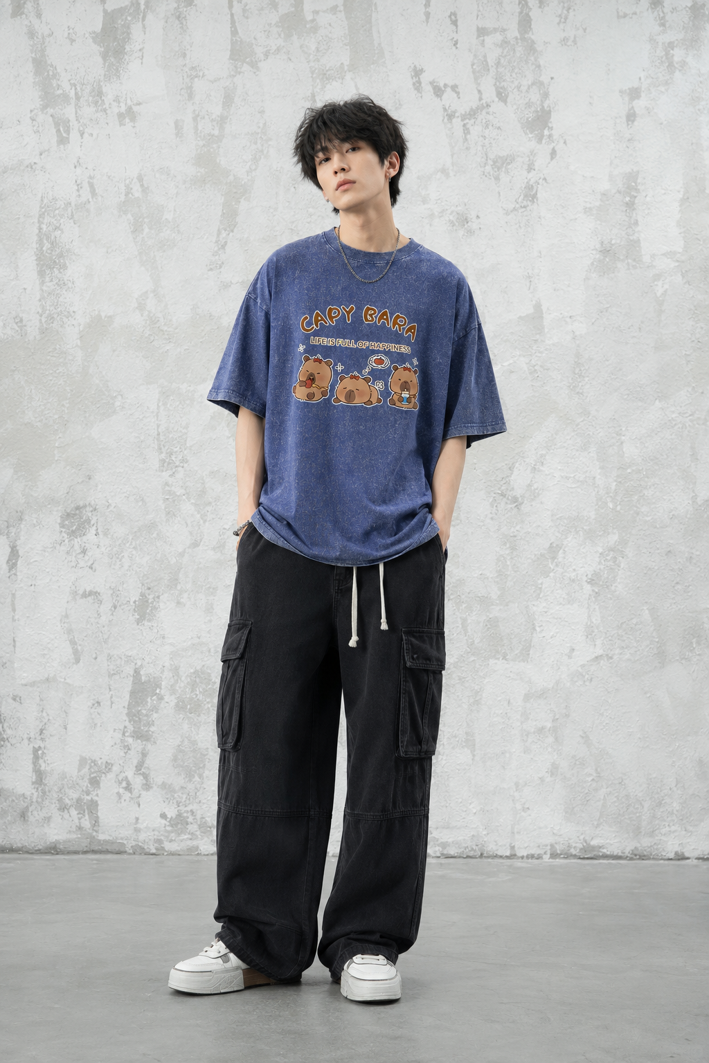 Capy Bara Happiness Graphic Washed T-Shirt