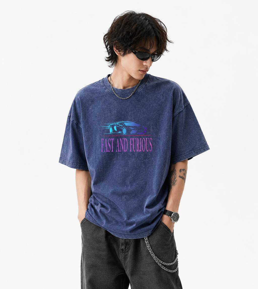 Fast and Furious Car Graphic Washed T-Shirt
