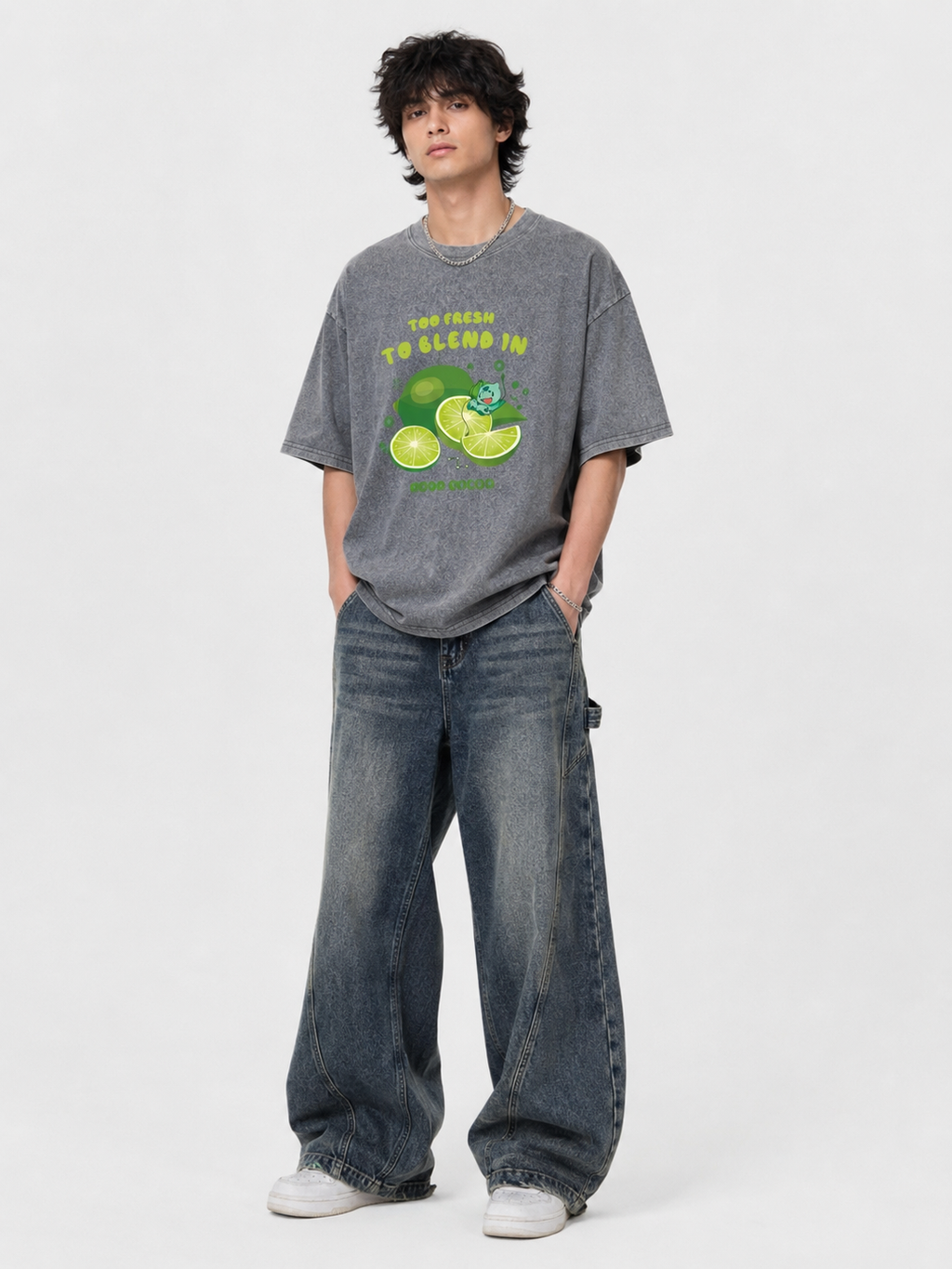 Too Fresh to Blend In Lime Graphic Washed T-Shirt