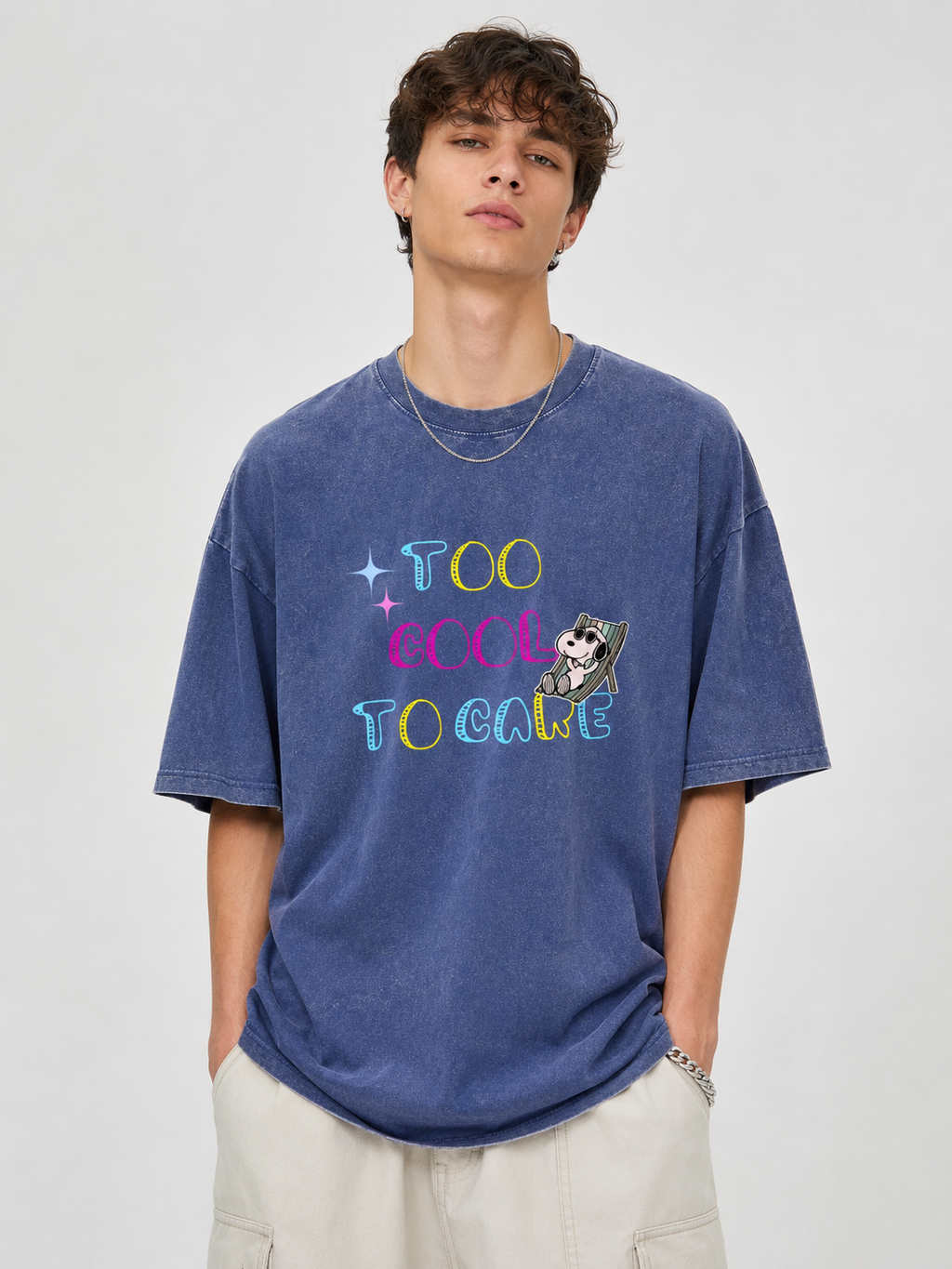 Too Cool to Care Dog Graphic Washed T-Shirt