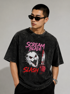 Scream Blade Slash Horror Graphic Washed T-Shirt