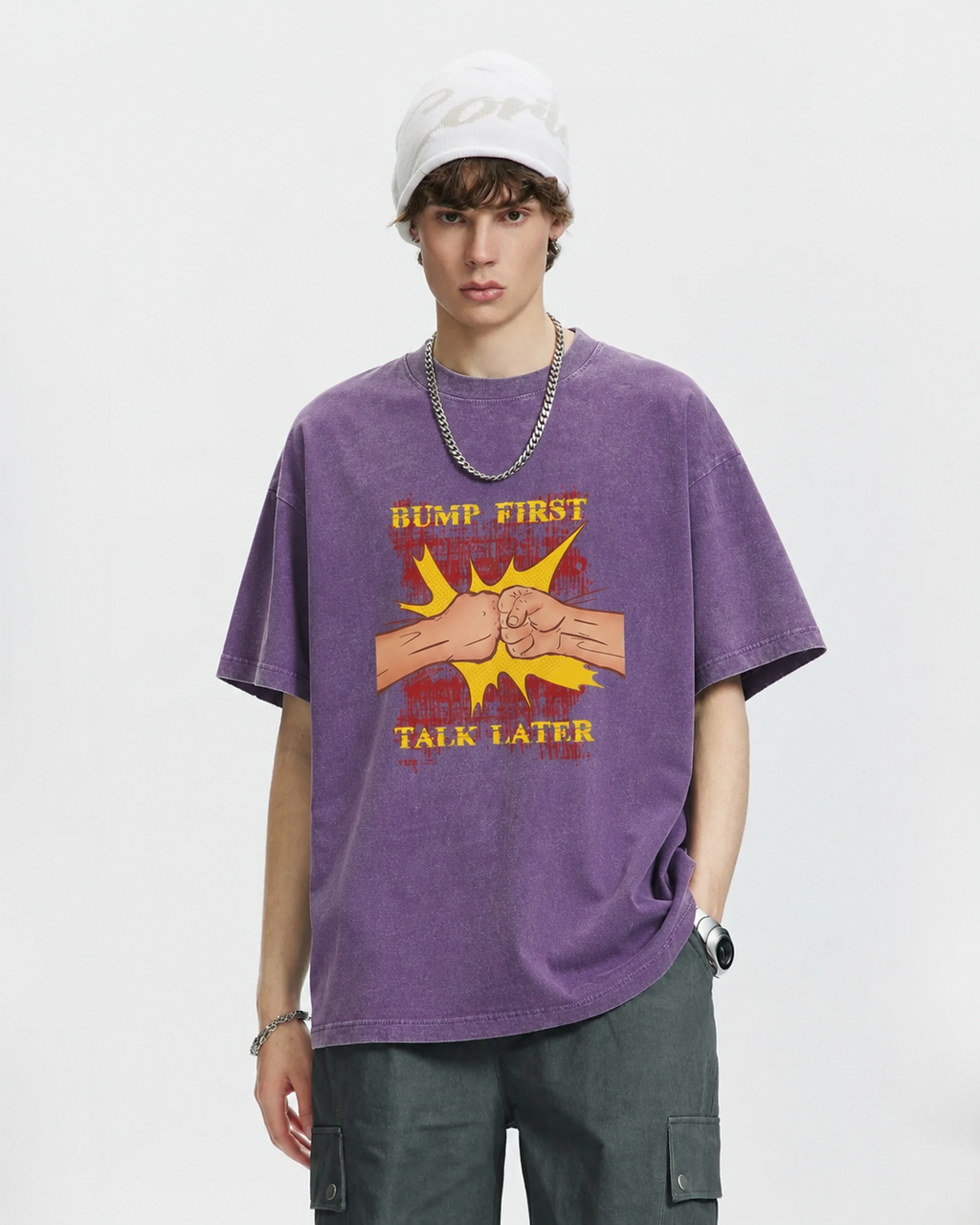 Bump First Talk Later Graphic Washed T-Shirt