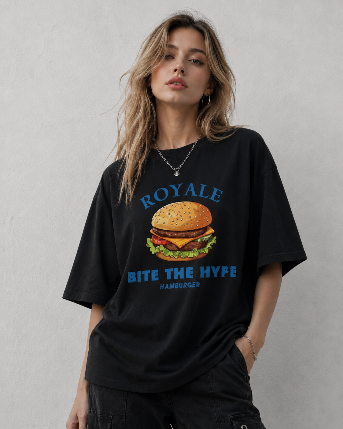 Royale Bite the Hype Hamburger Graphic White T-Shirt Main image