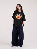 You Are Worth It Flower Graphic Black T-Shirt