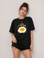 I Like Eating Eggs Graphic Black T-Shirt