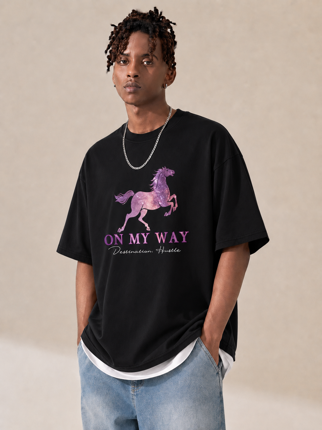 On My Way Horse Graphic Black T-Shirt