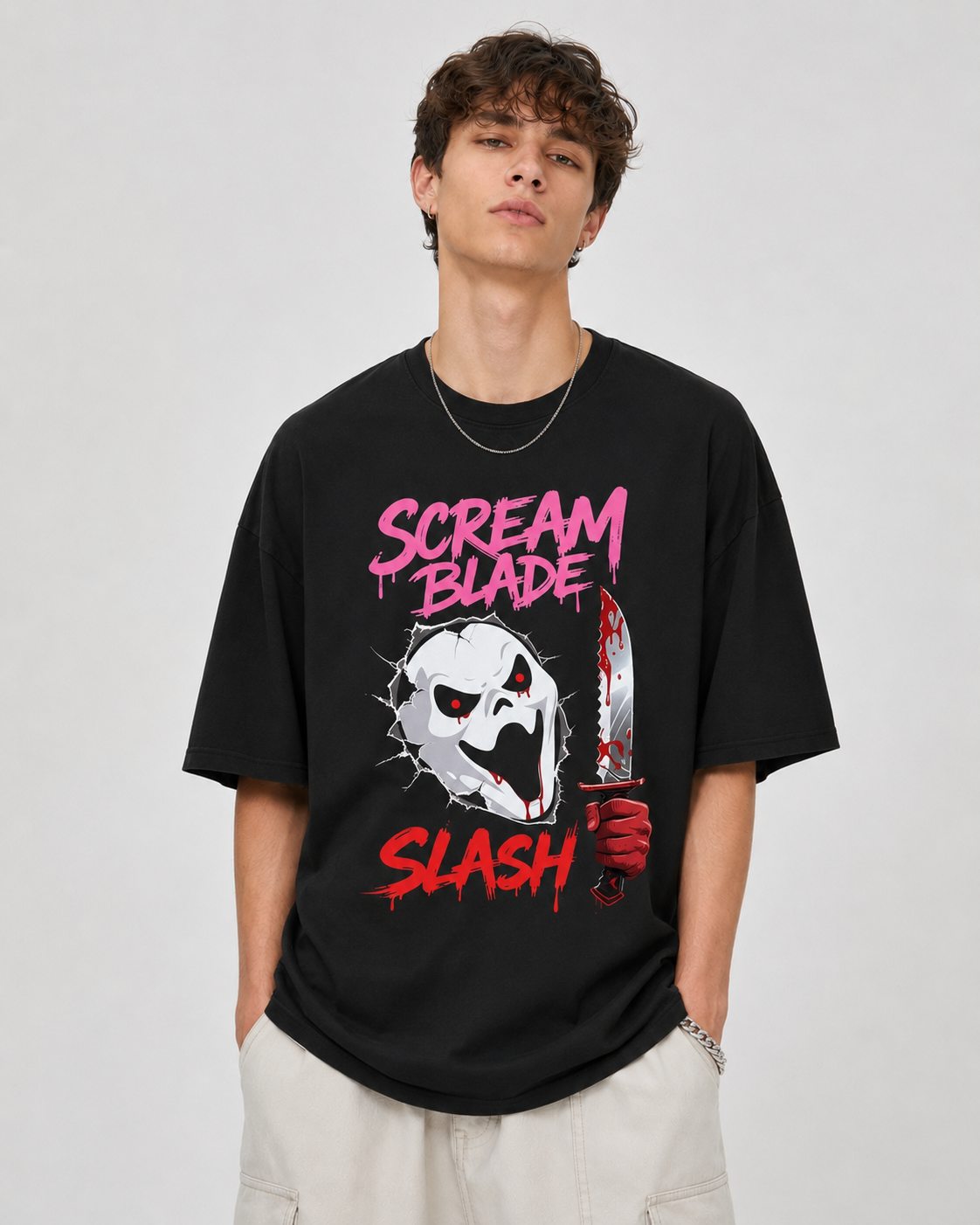 Scream Blade Slash Horror Graphic Black T-Shirt Main image