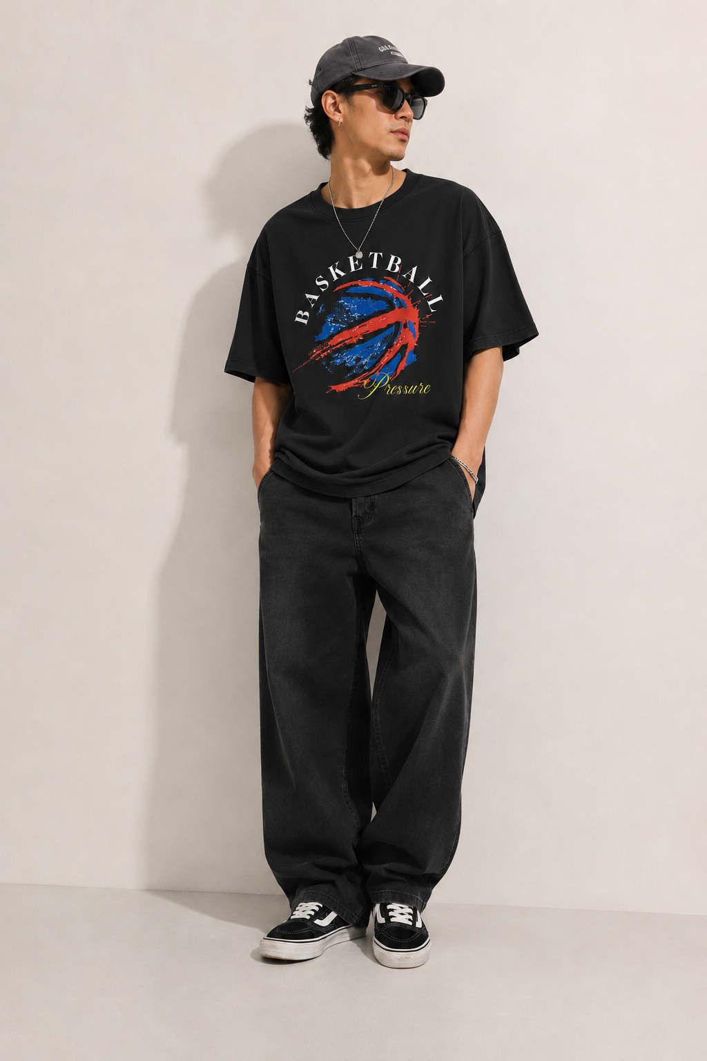 Basketball Pressure Graphic Black T-Shirt Main image