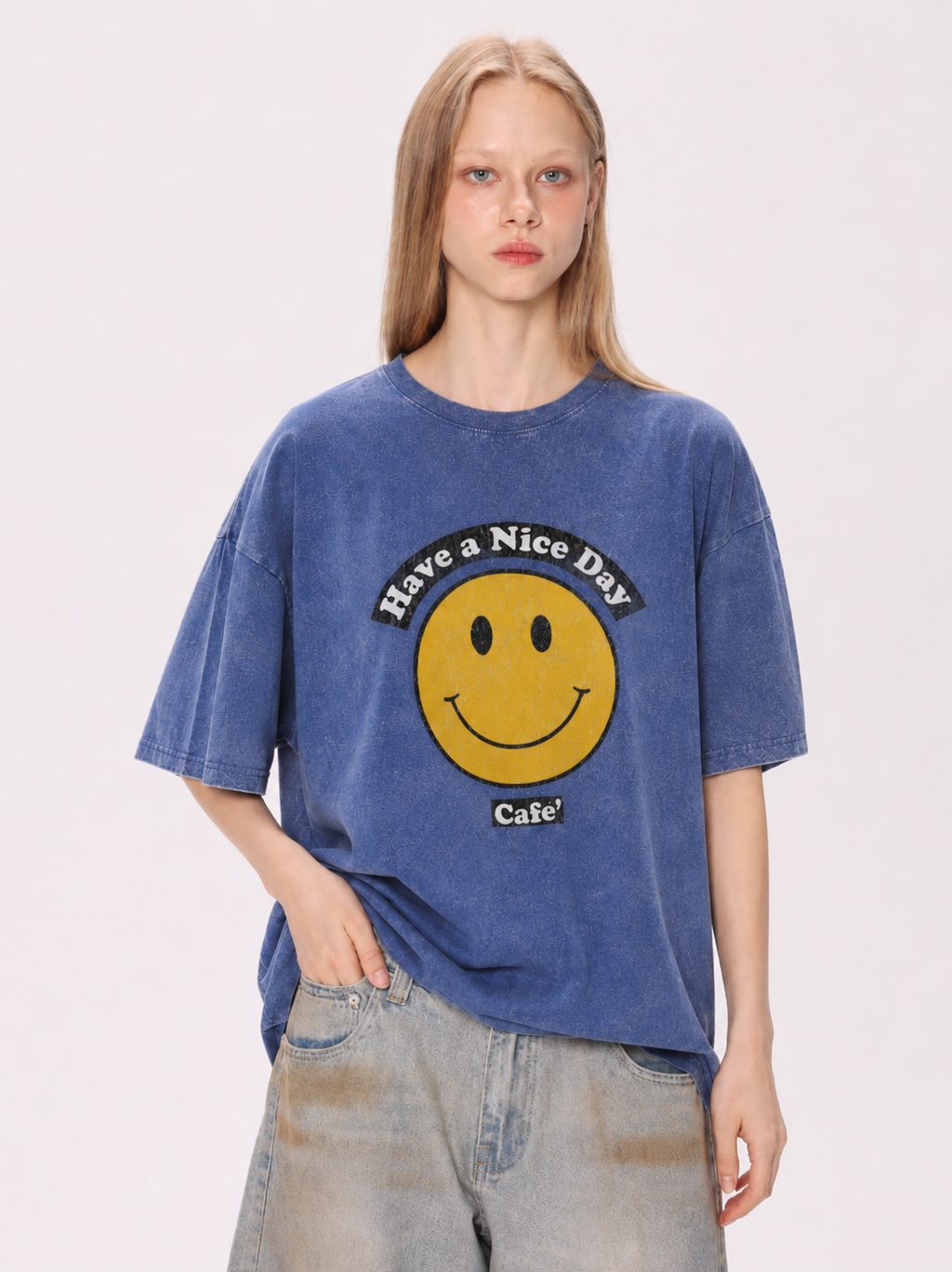 Have a Nice Day Smiley Graphic Washed T-Shirt