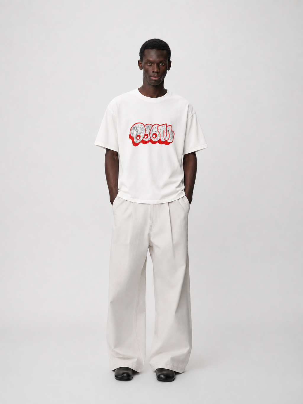 Retro Red & White Logo Graphic T-Shirt