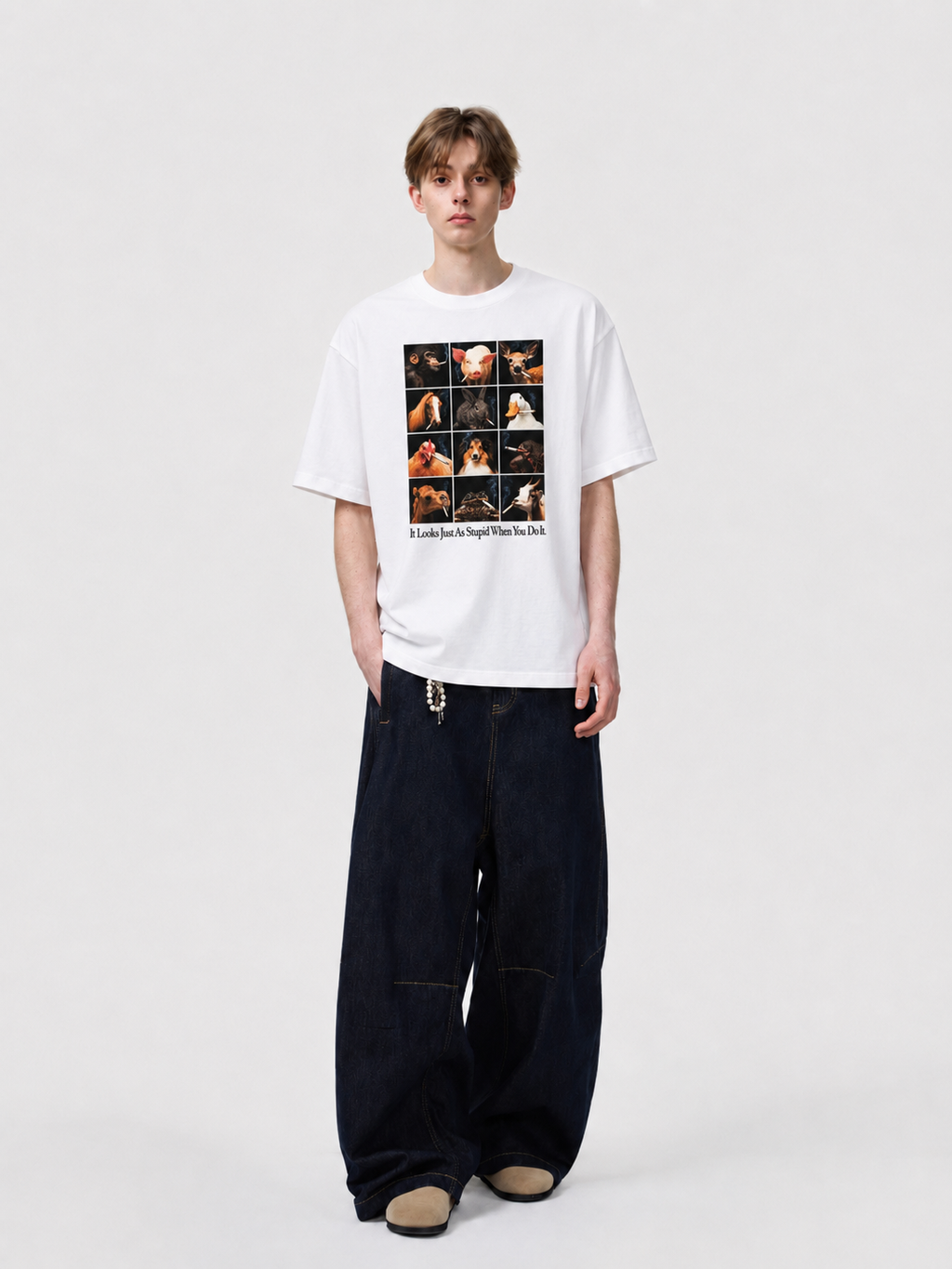 Animal Anti-Smoking Graphic T-Shirt