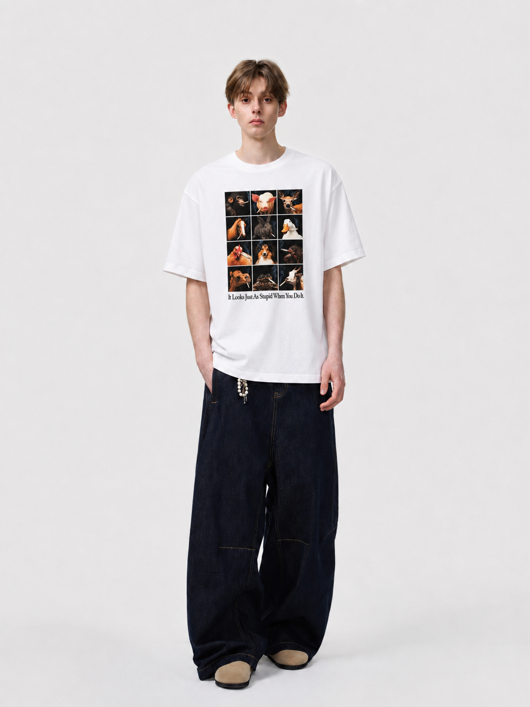 Animal Anti-Smoking Graphic T-Shirt