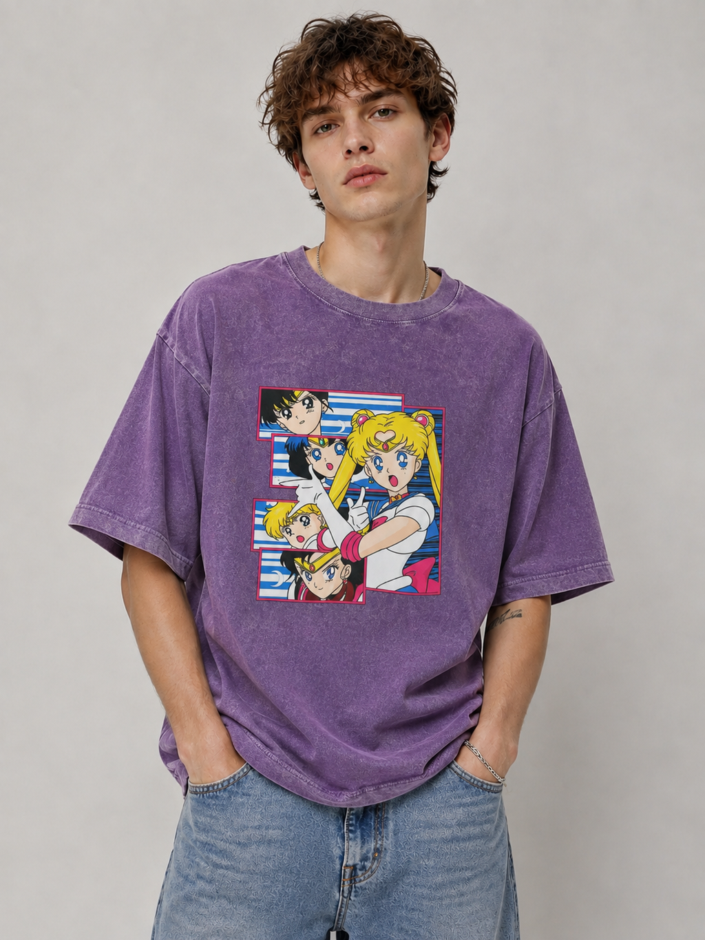 Sailor Moon Washed Anime Graphic T-Shirt