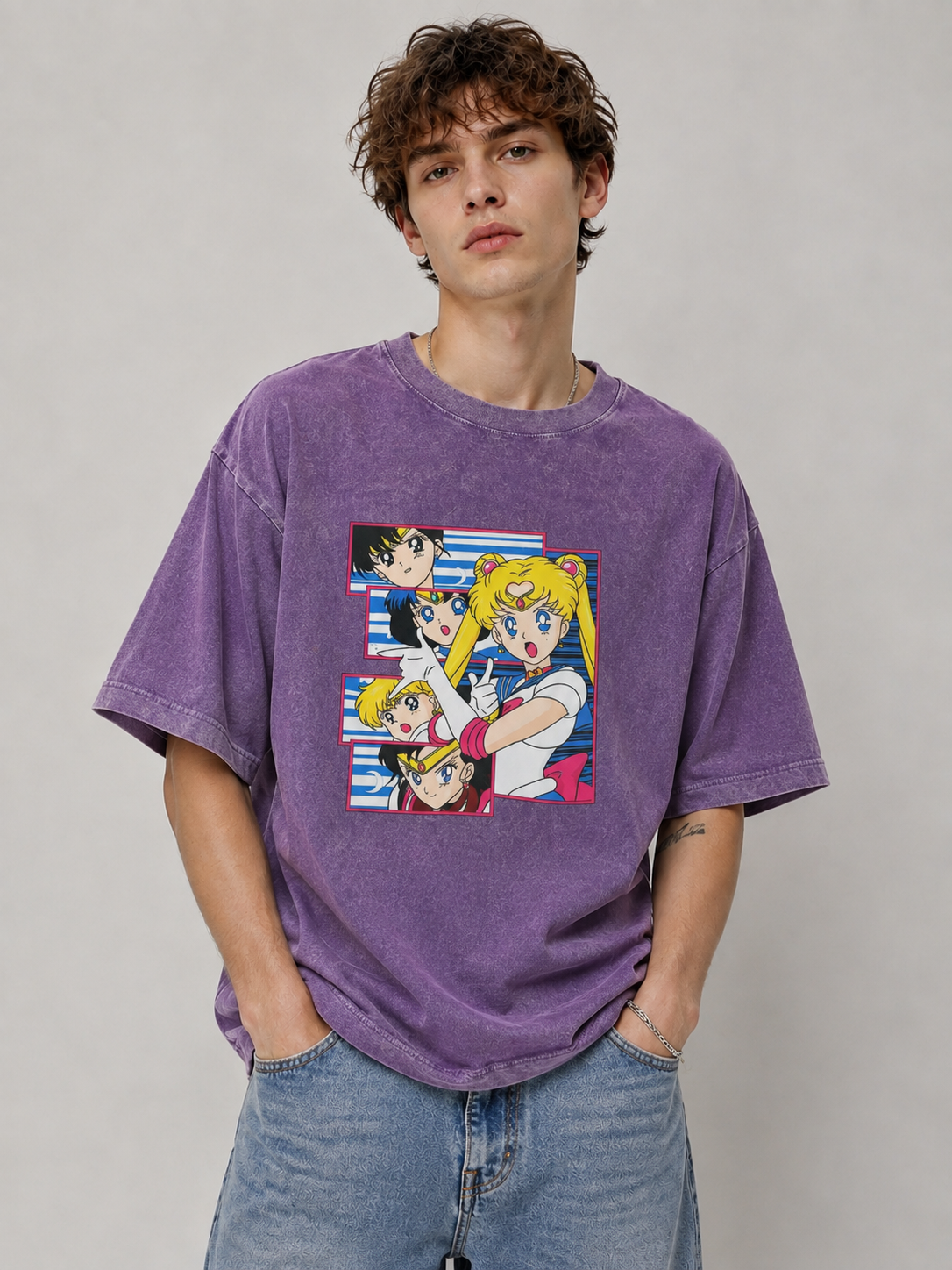 Sailor Moon Washed Anime Graphic T-Shirt