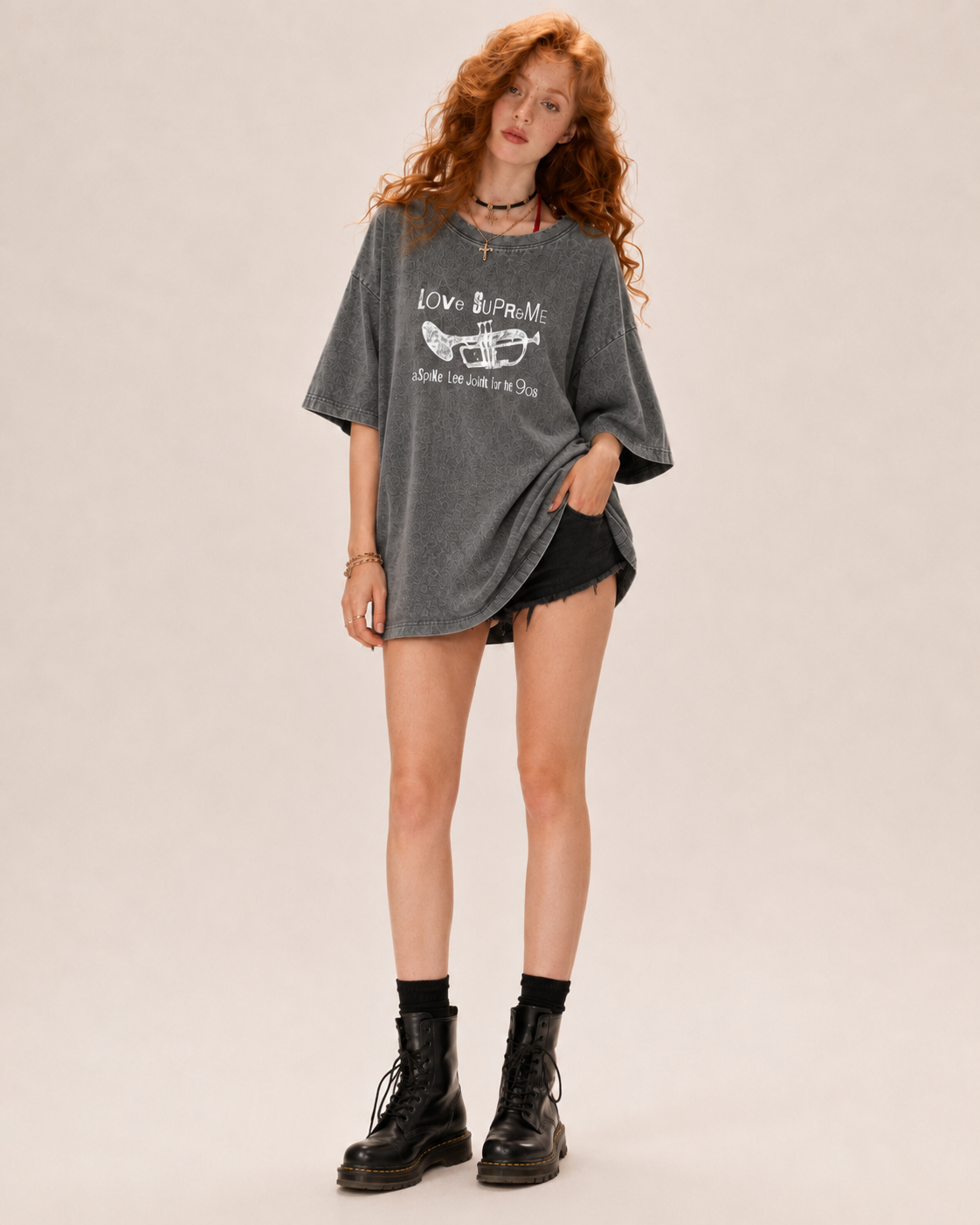 Love Supreme Washed Trumpet Graphic T-Shirt