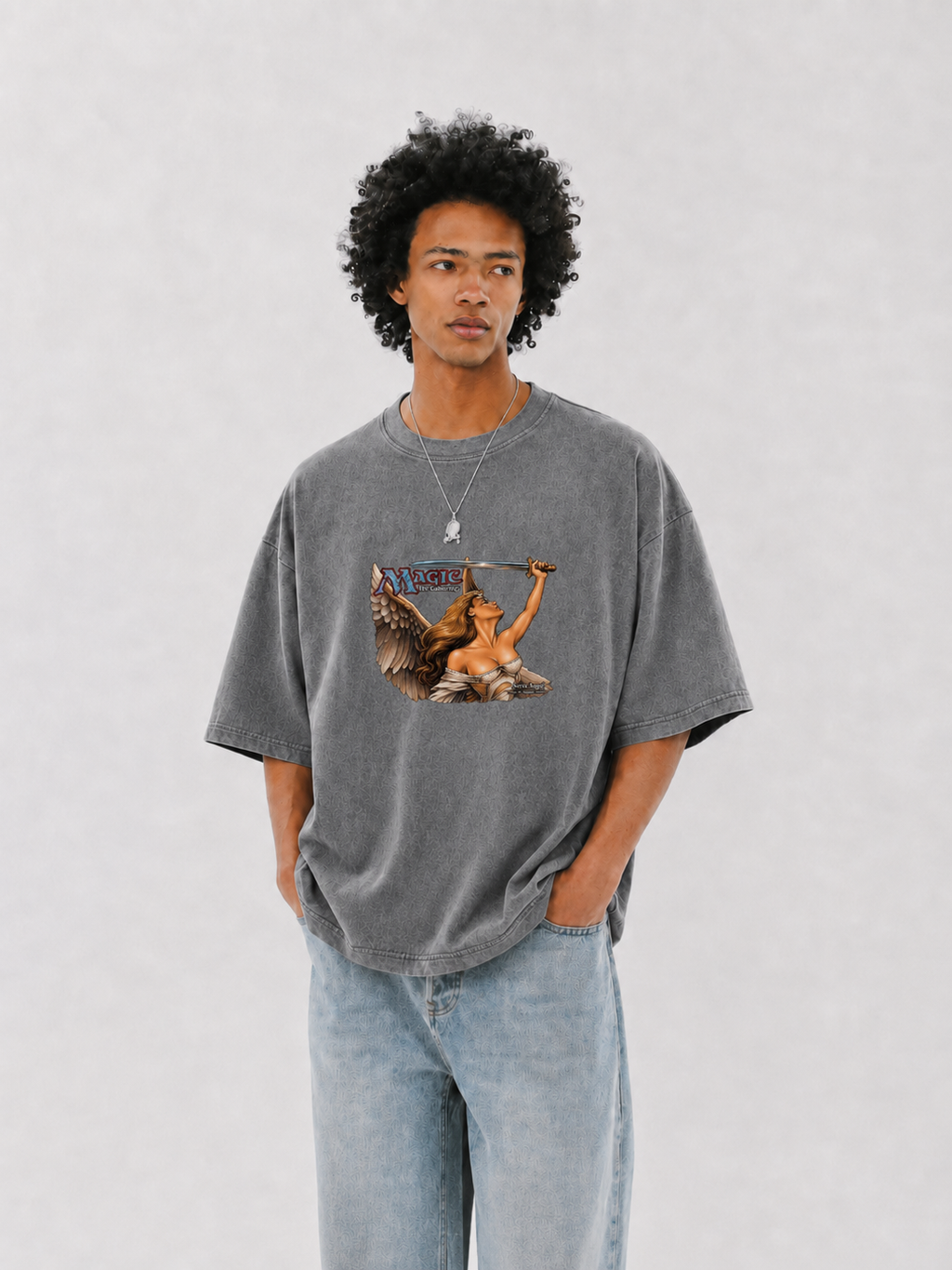 Magic The Gathering Serra Angel Washed Graphic T-Shirt