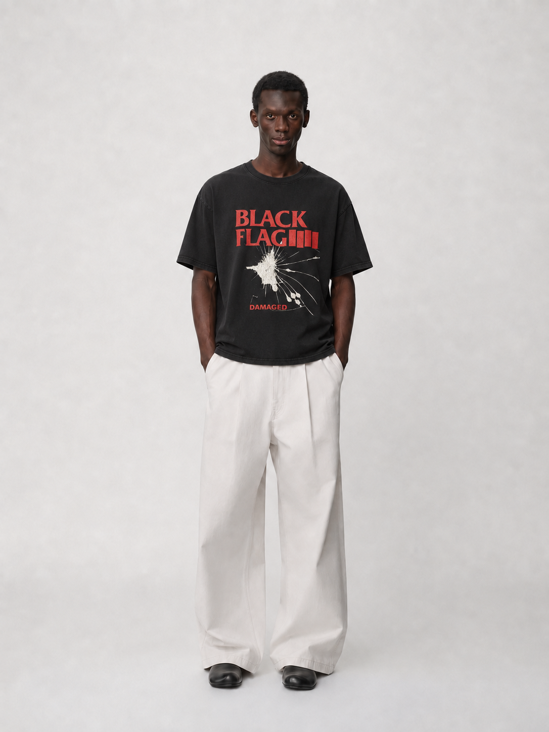 Black Flag Damaged Graphic Black T-Shirt