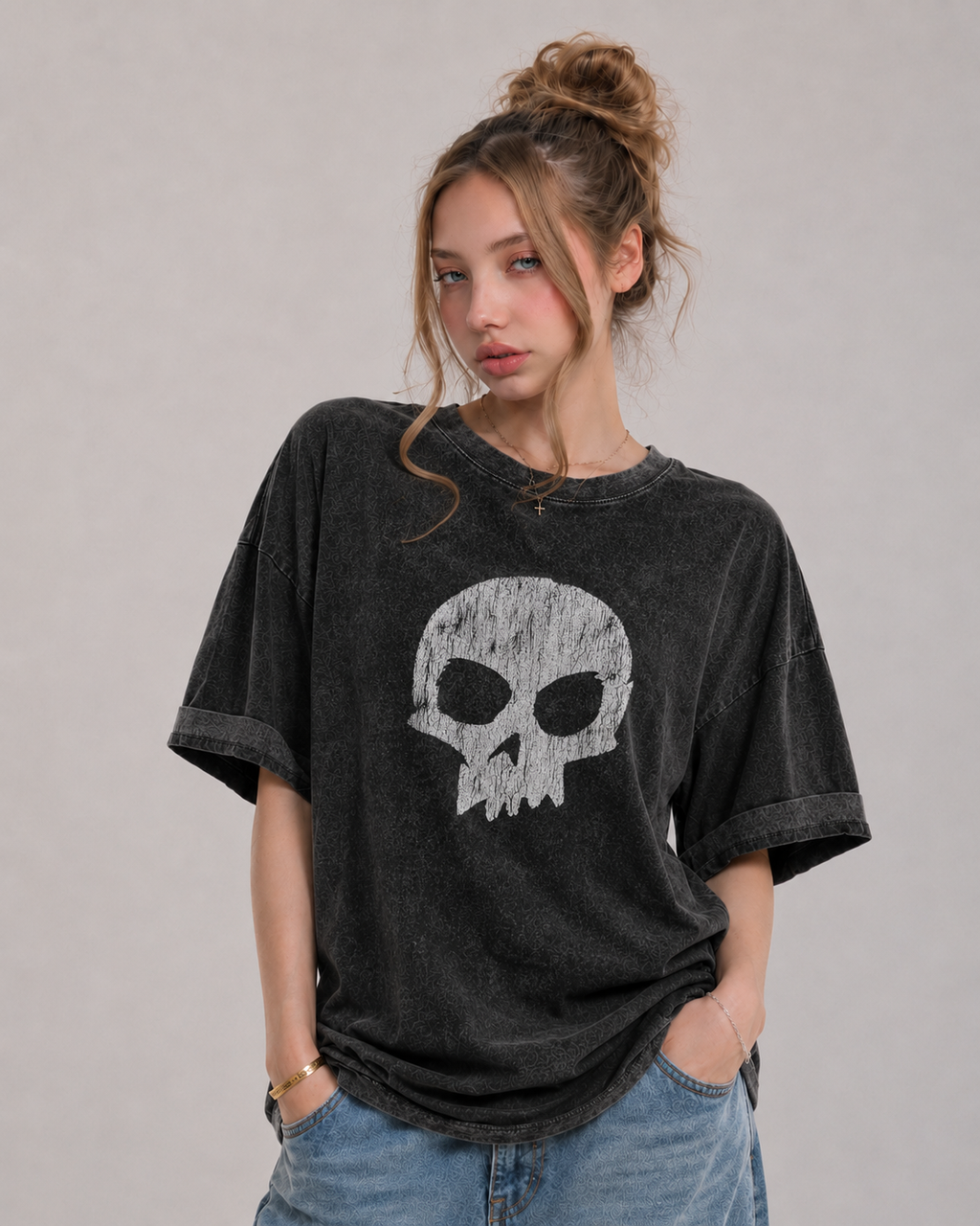 Skull Graphic Washed T-Shirt