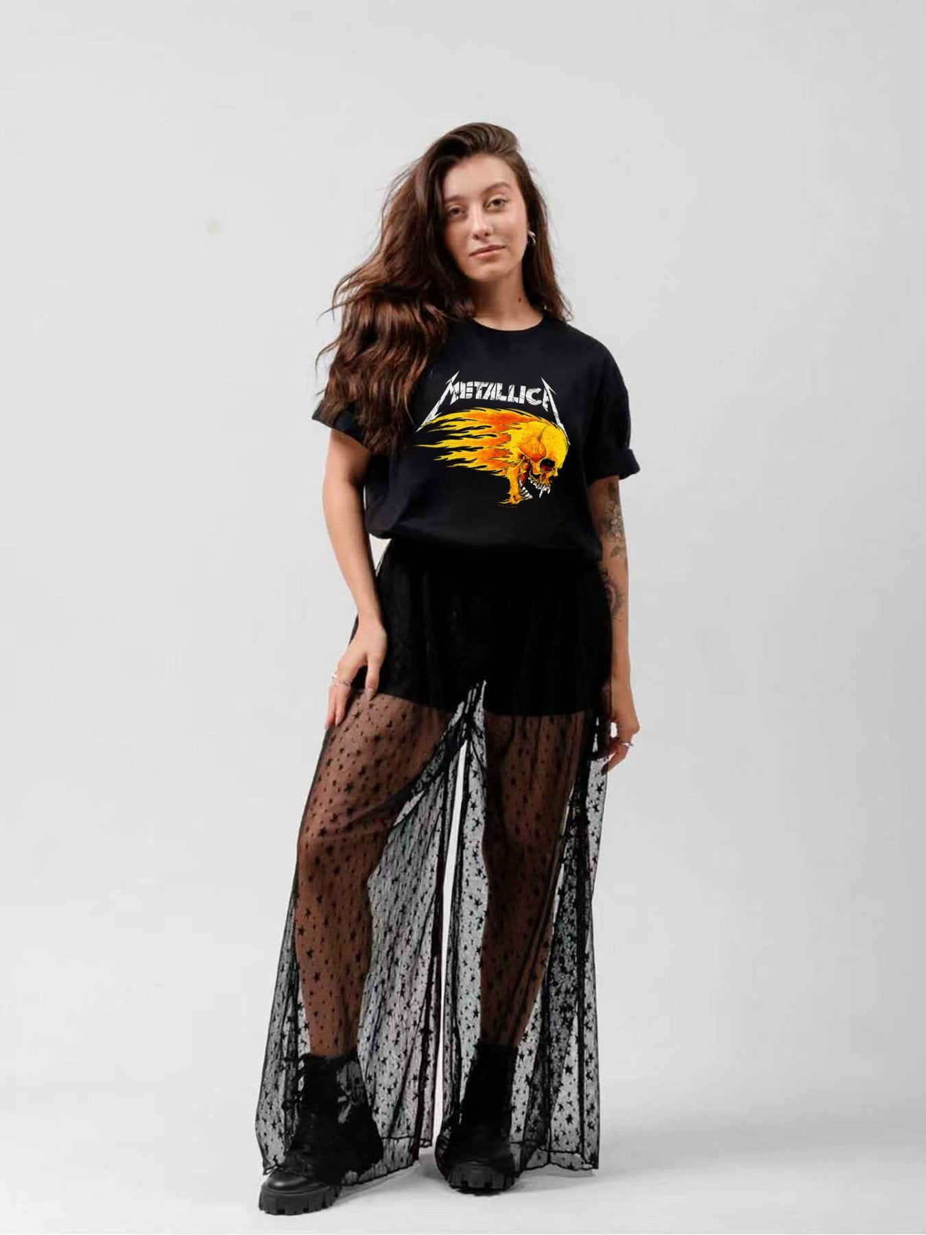 Metallica Flaming Skull Graphic T-Shirt