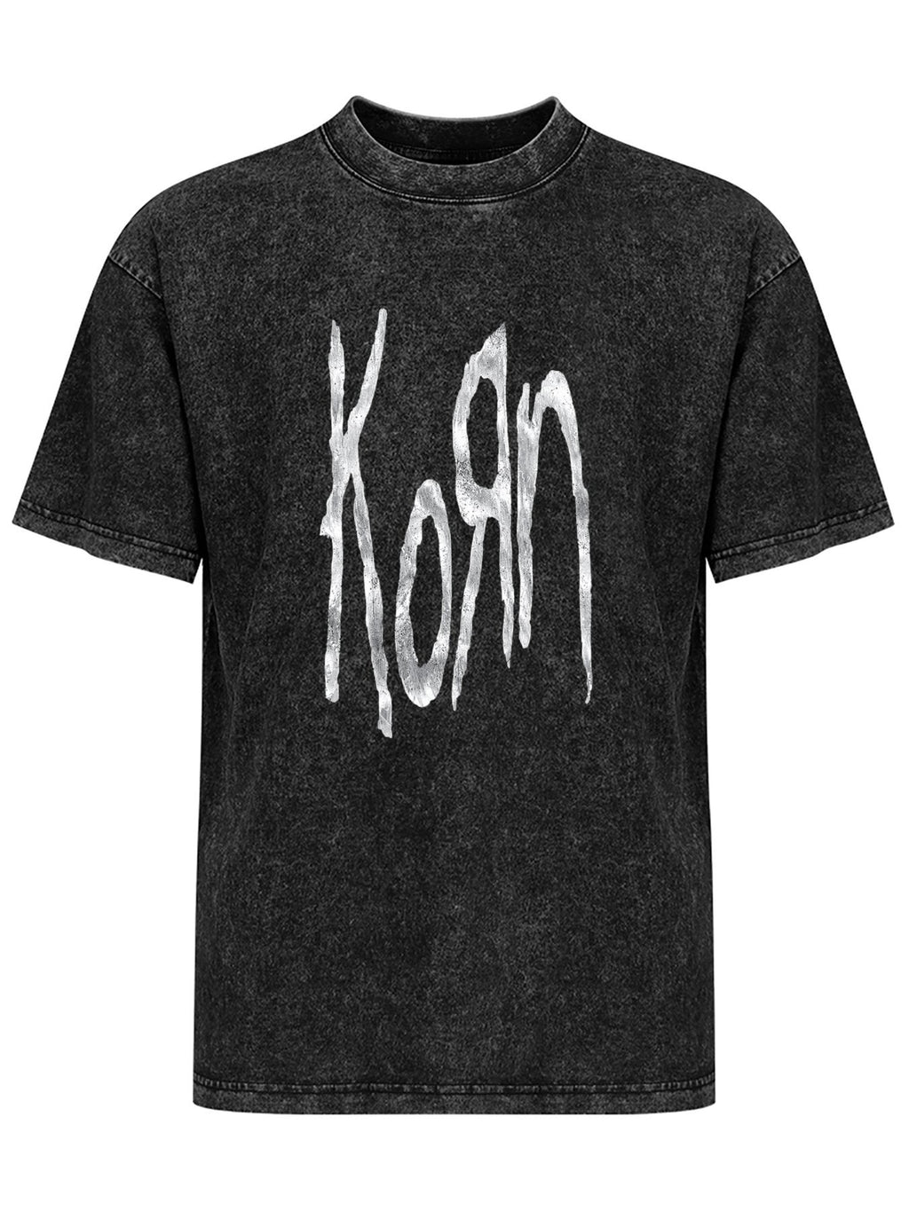 Korn Distressed White Logo Graphic T-Shirt