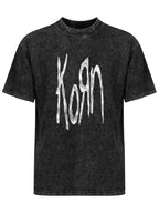 Korn Distressed White Logo Graphic T-Shirt