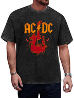 Vintage Washed AC/DC Electric Guitar Graphic T-Shirt