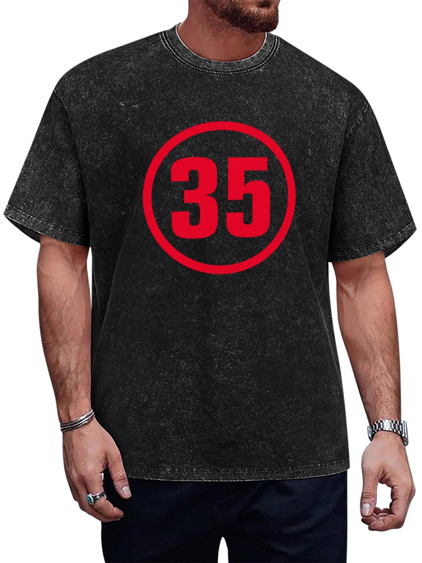 Red 35 Circle Number Graphic T-Shirt Main image