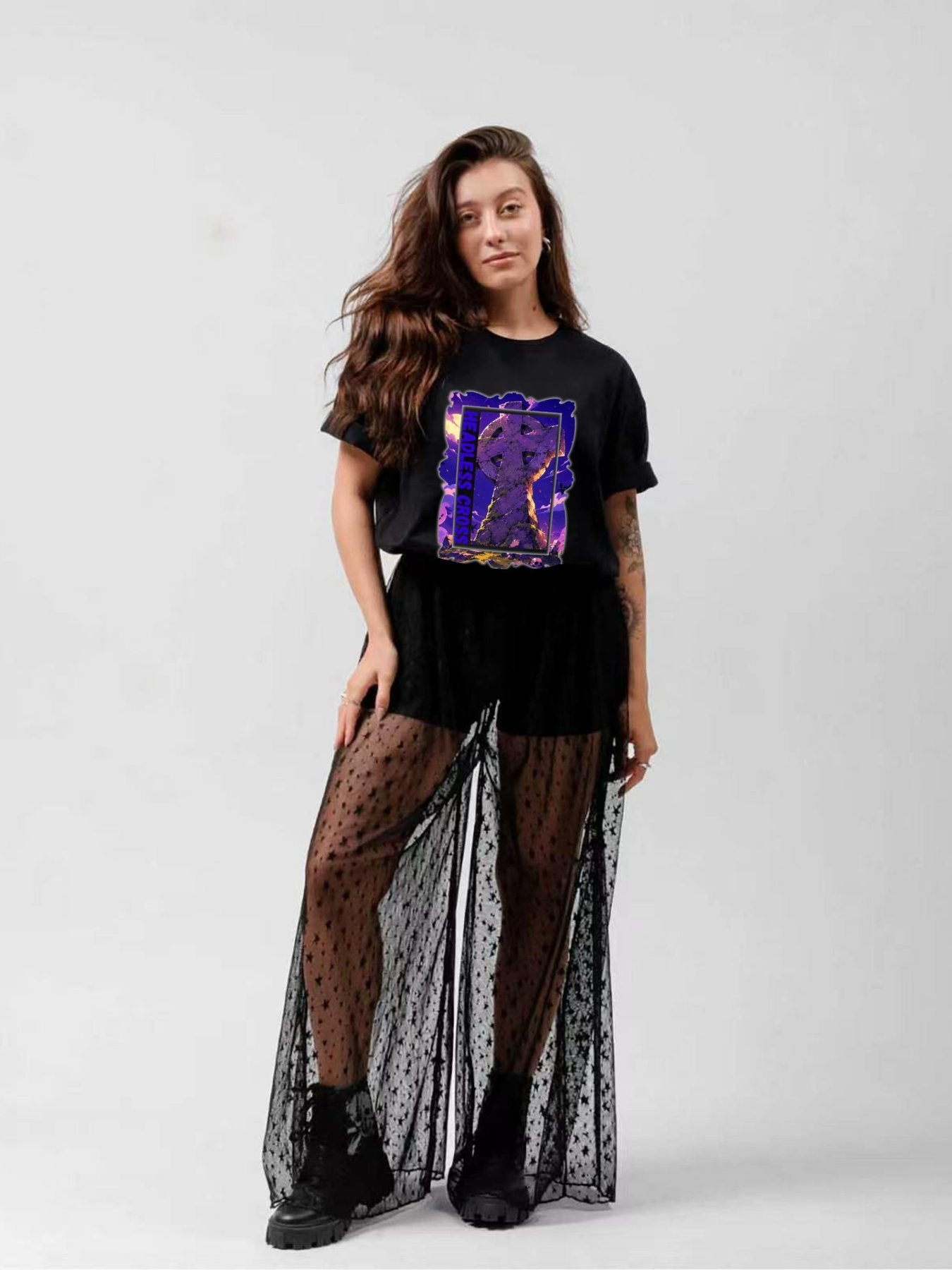 Black Sabbath Headless Cross Purple Stone Graphic T-Shirt