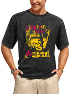 Vintage Washed Punk Rock Till Death Mohawk Skull Graphic T-Shirt
