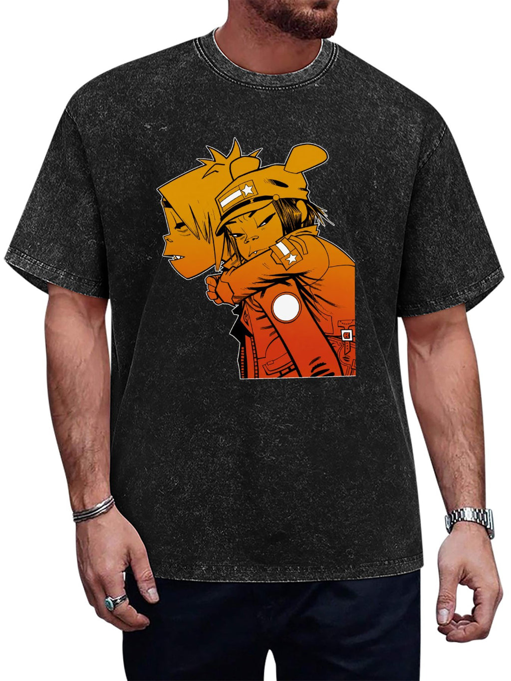 Gorillaz Noodle and 2-D Character Artwork Graphic T-Shirt
