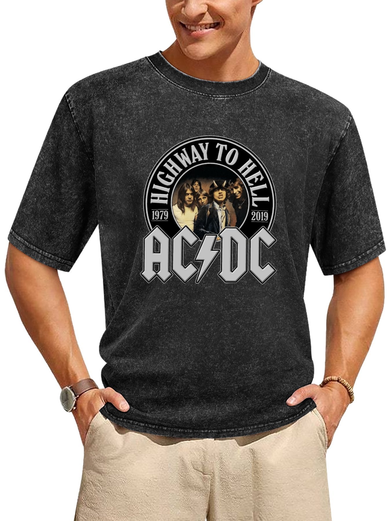 Vintage Washed AC/DC Highway to Hell Band Graphic T-Shirt