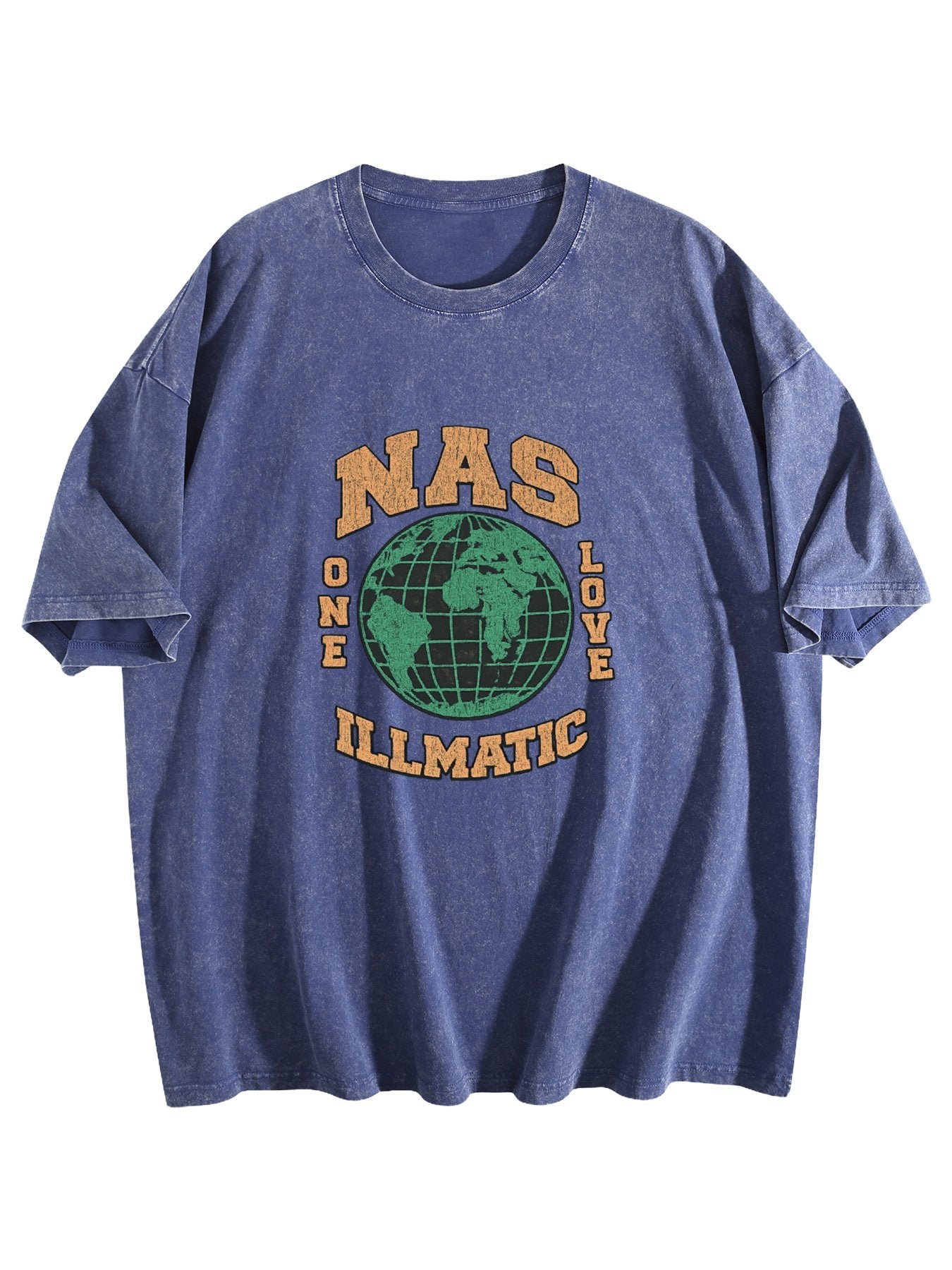 Nas One Love Illmatic Globe Graphic Washed T-Shirt