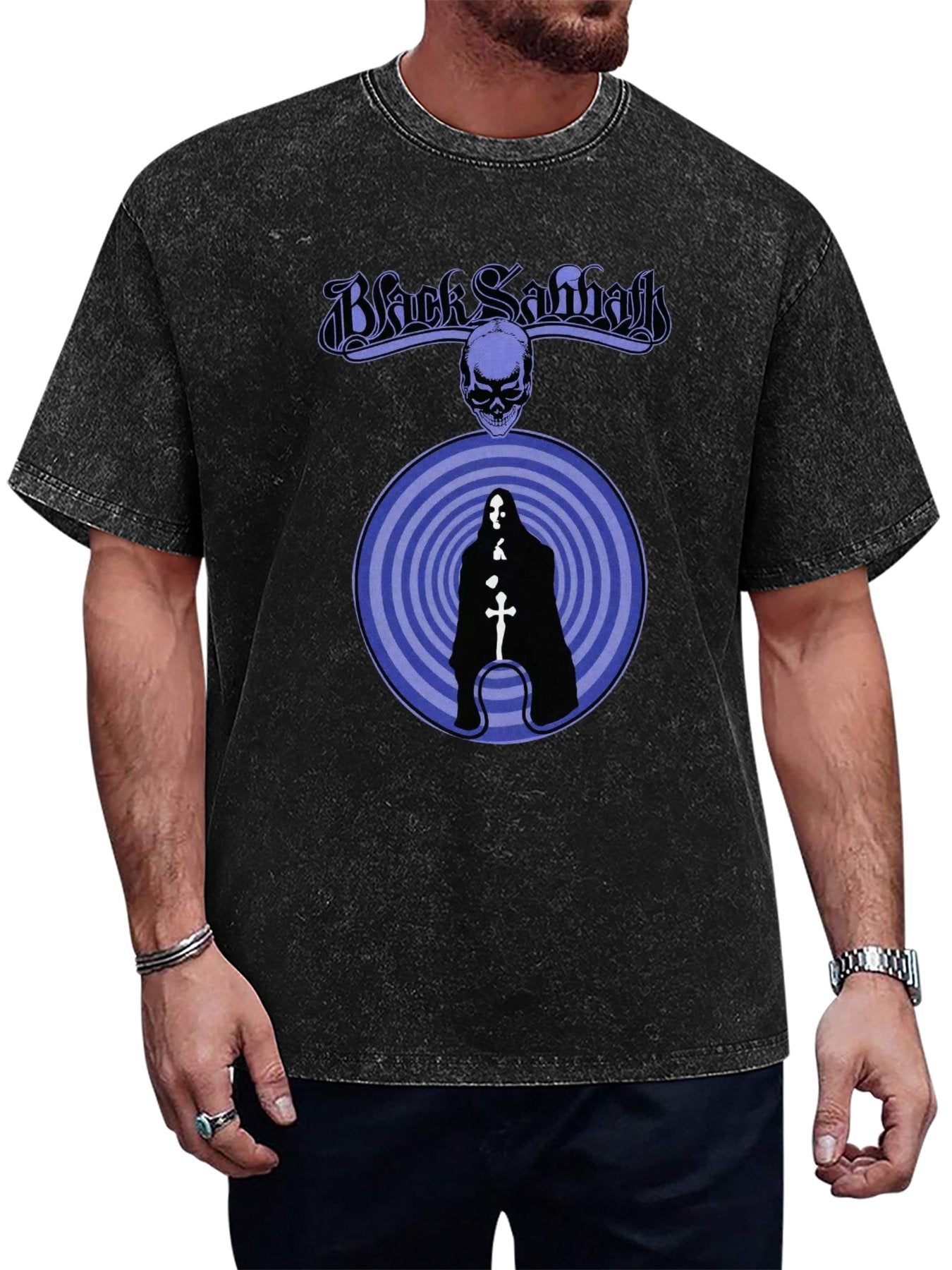 Black Sabbath Purple Spiral Graphic T-Shirt