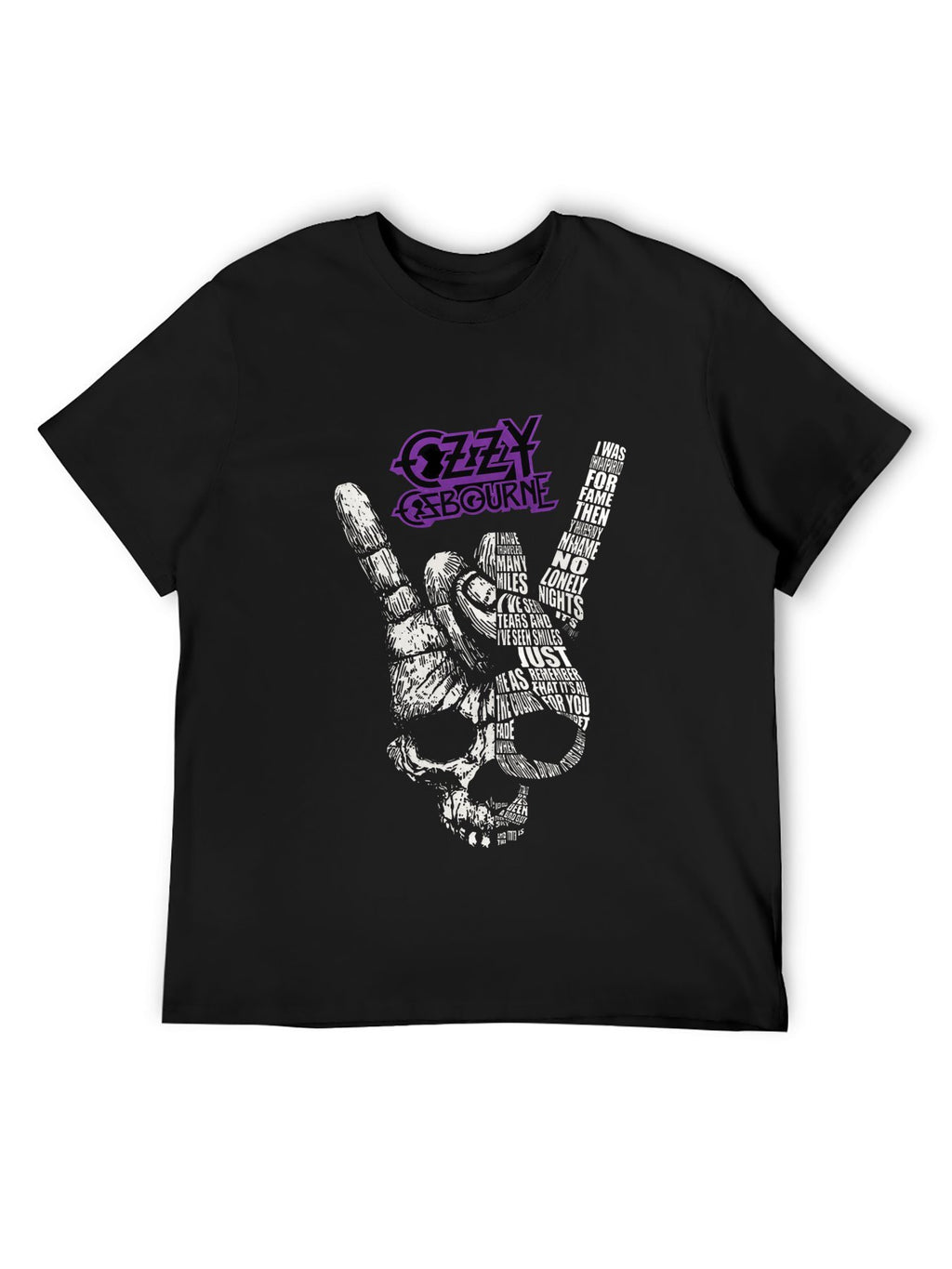 Ozzy Osbourne Rock Hand Typographic Gothic T-Shirt