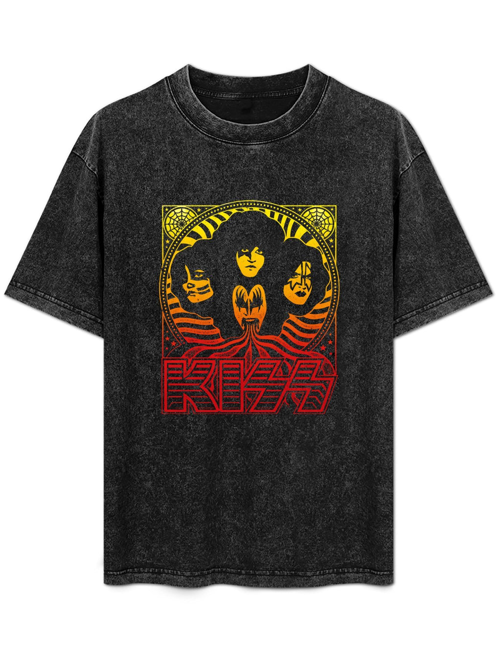 KISS Psychedelic Band Portrait Vintage Graphic T-Shirt