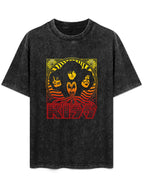 KISS Psychedelic Band Portrait Vintage Graphic T-Shirt