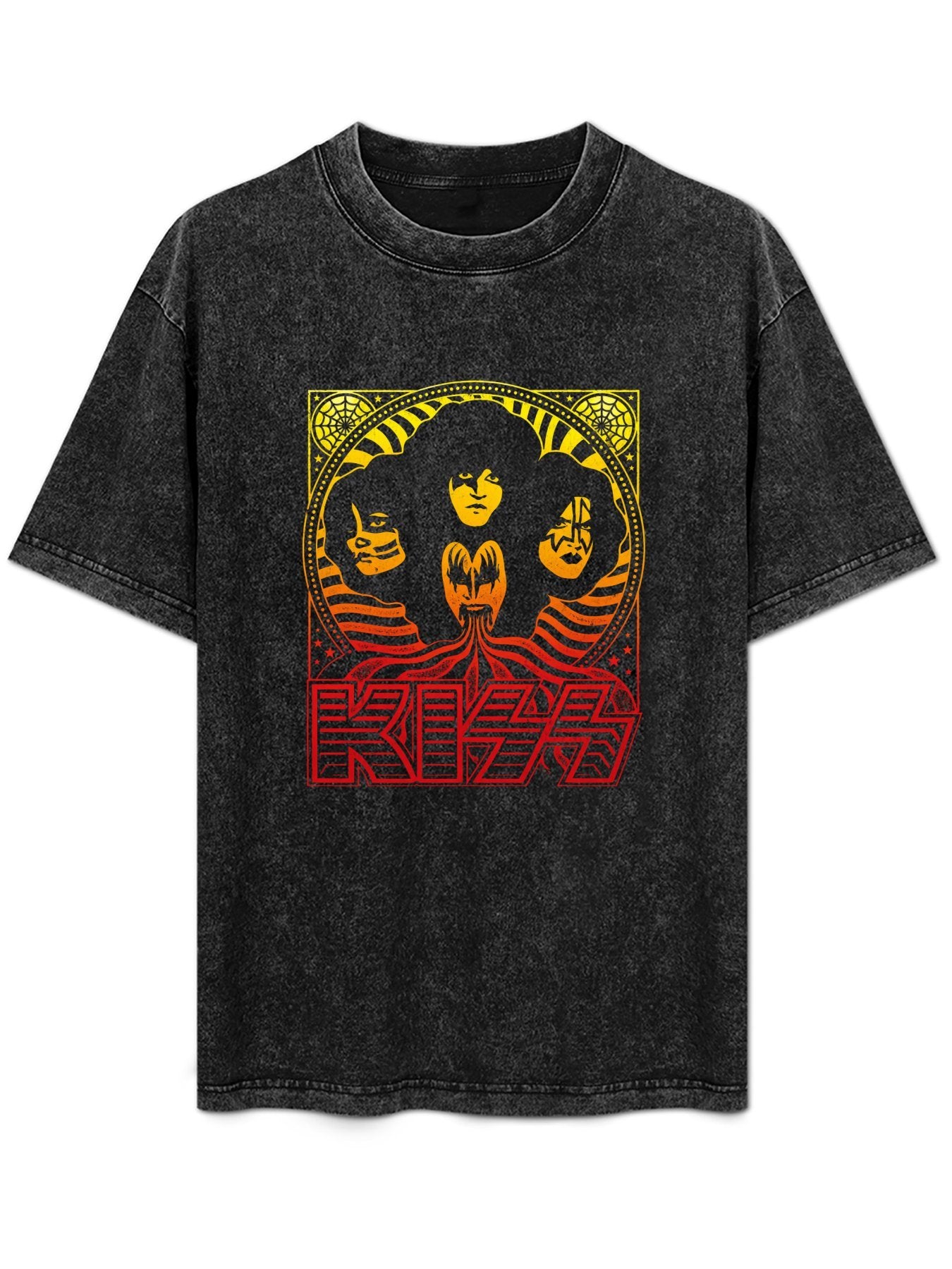 KISS Psychedelic Band Portrait Vintage Graphic T-Shirt