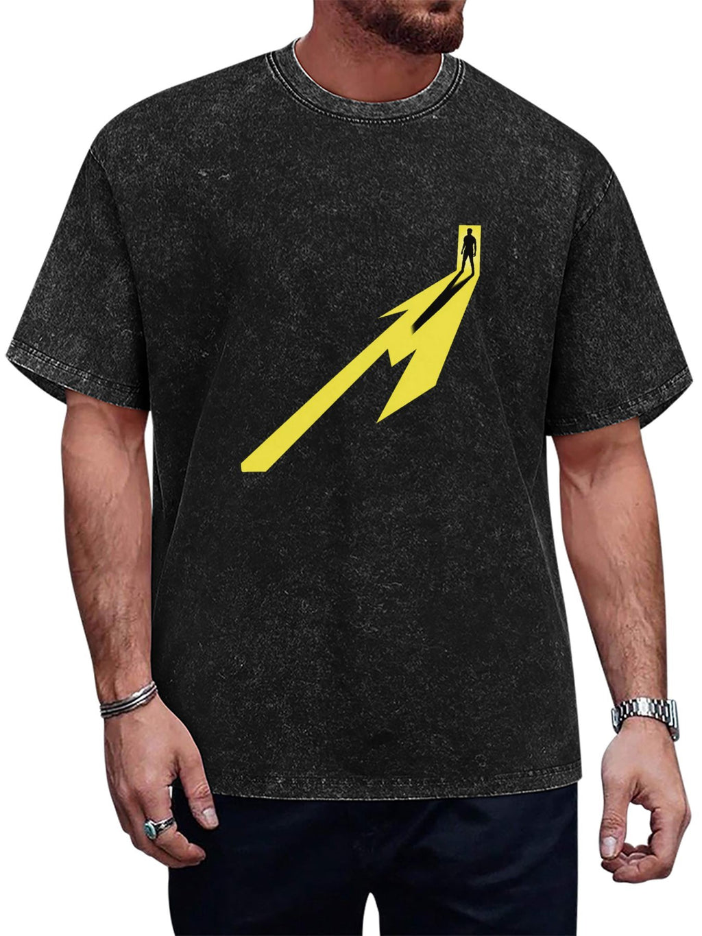Vintage Washed Lightning Path Graphic T-Shirt