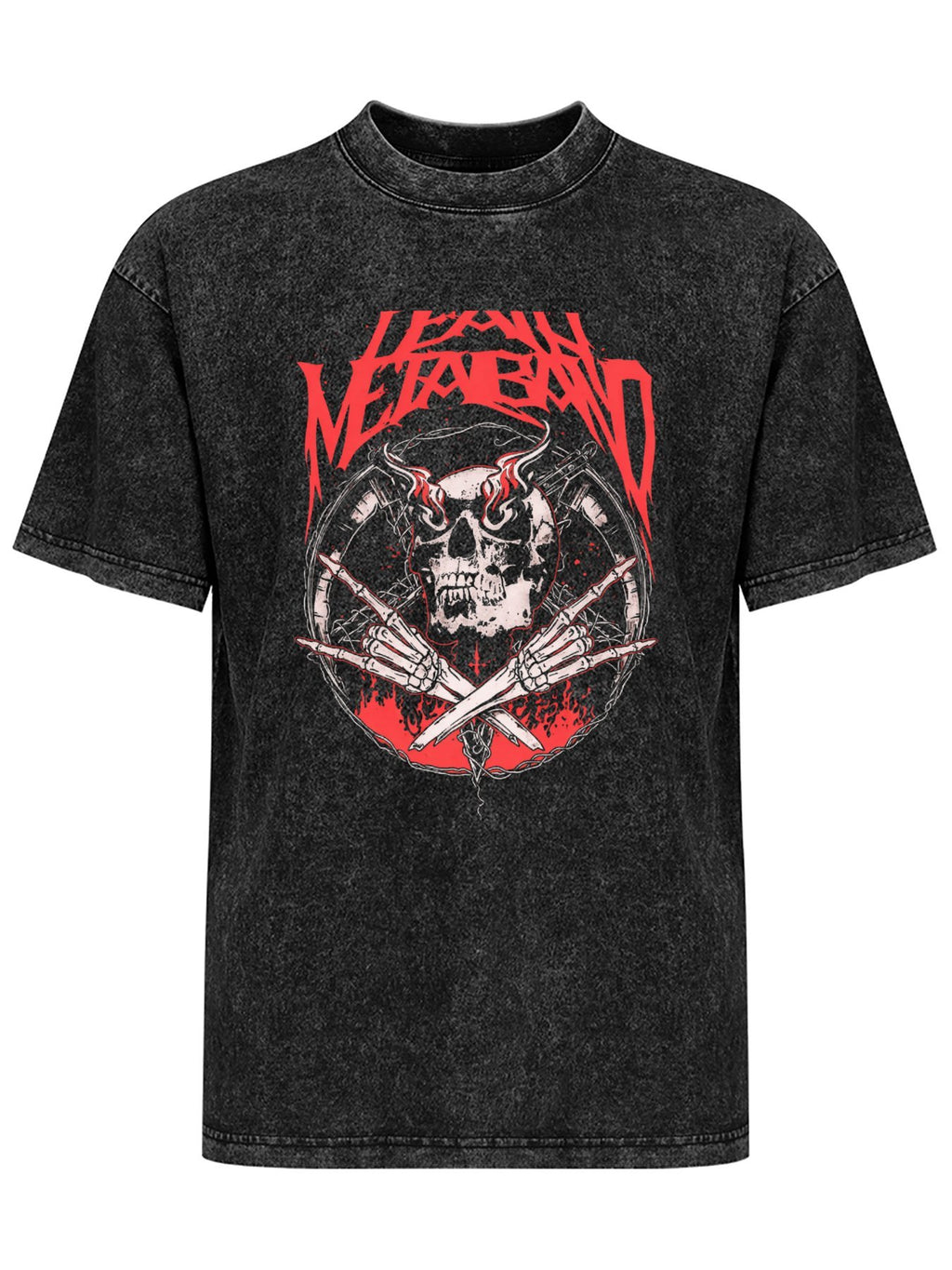 Vintage Washed Iron Maiden Flaming Skull Graphic T-Shirt