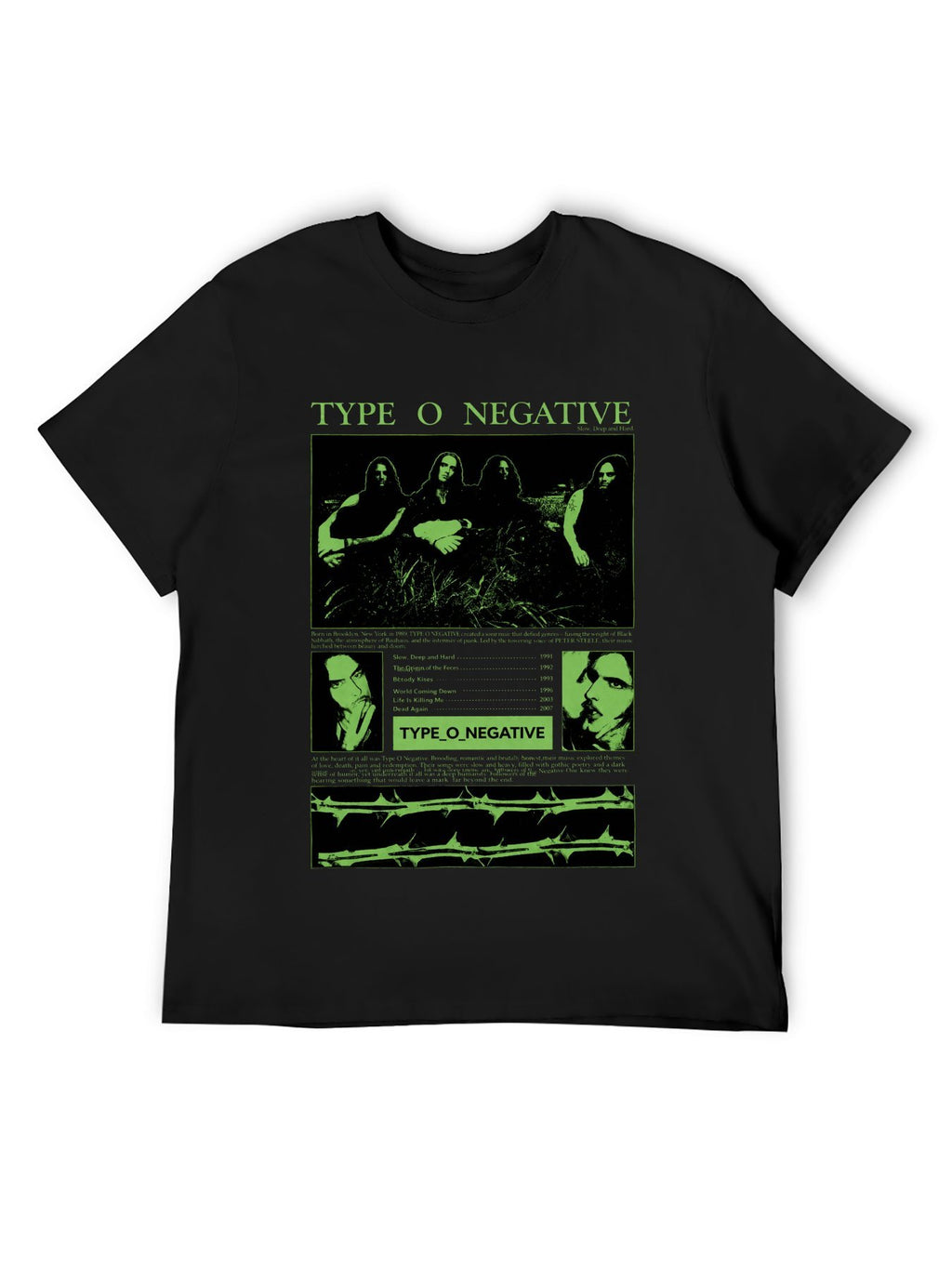 Type O Negative Dark Green Collage Graphic T-Shirt