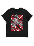 Eddie Van Halen Jumping Guitarist Red Stripe T-Shirt