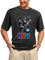 KISS Colorful Parasol Band Portrait Graphic T-Shirt
