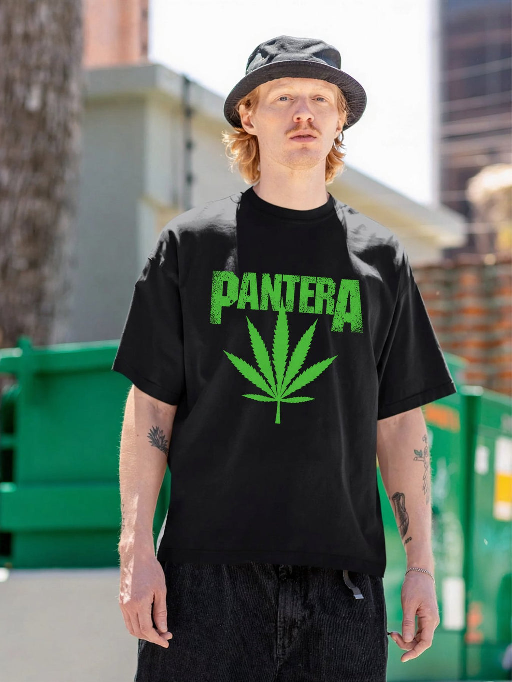 Pantera Green Leaf Logo Graphic T-Shirt