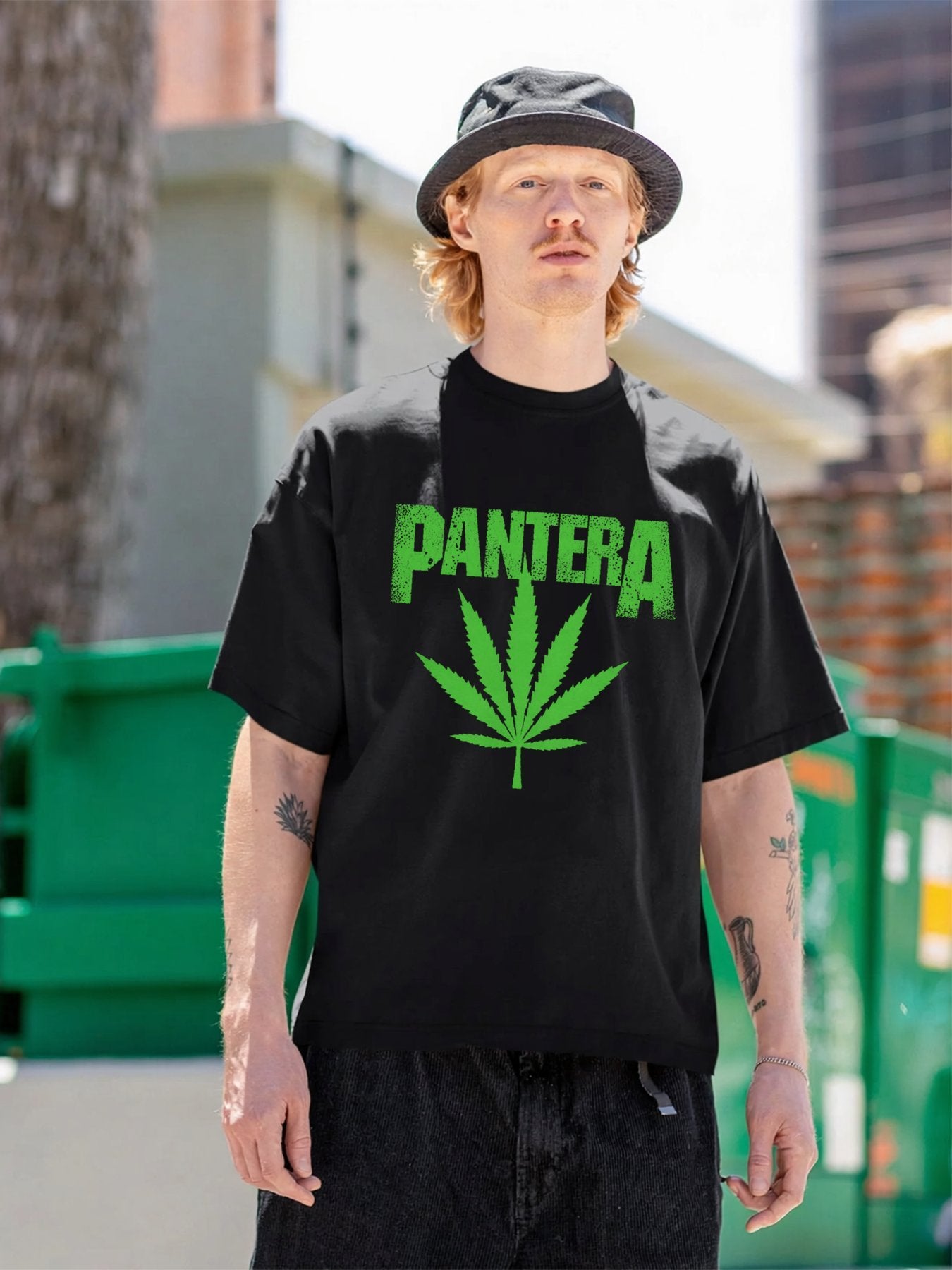 Pantera Green Leaf Logo Graphic T-Shirt