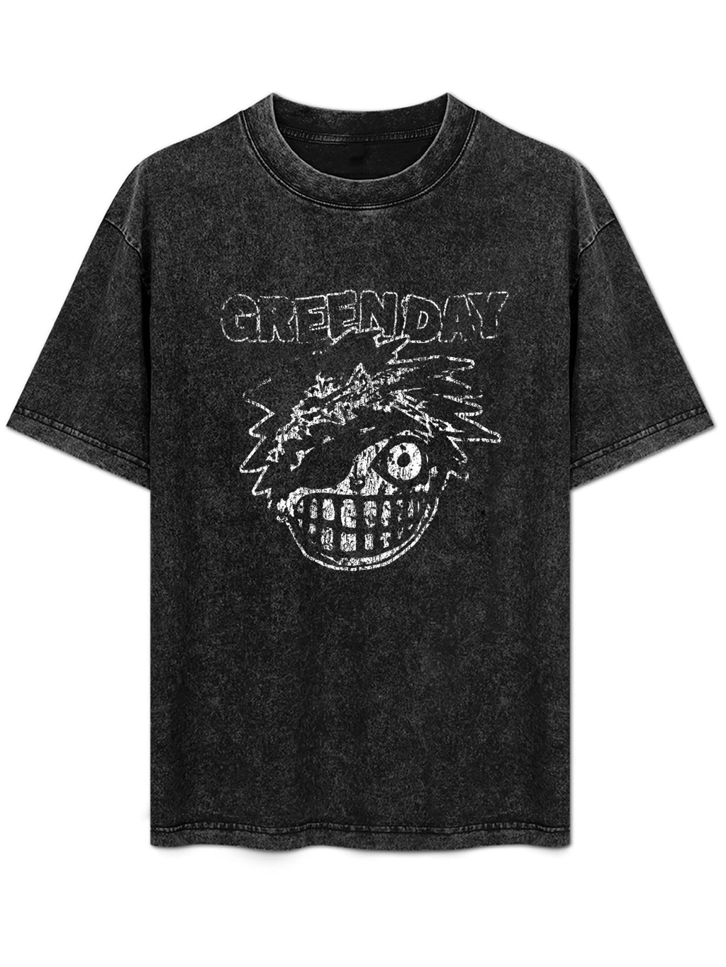 Green Day Distressed One-Eyed Face Graphic T-Shirt
