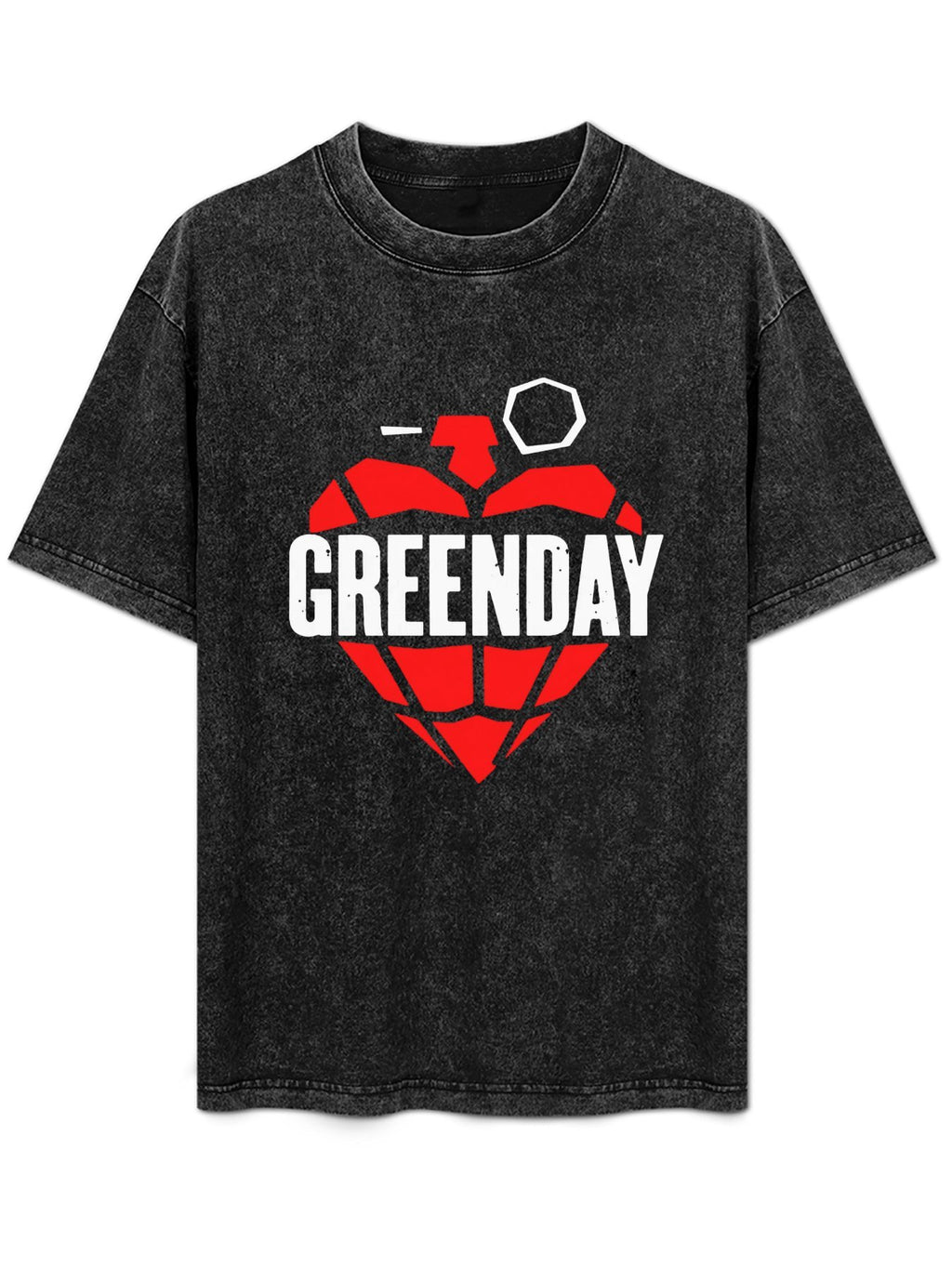 Vintage Washed Green Day Heart Grenade Graphic T-Shirt