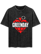 Vintage Washed Green Day Heart Grenade Graphic T-Shirt