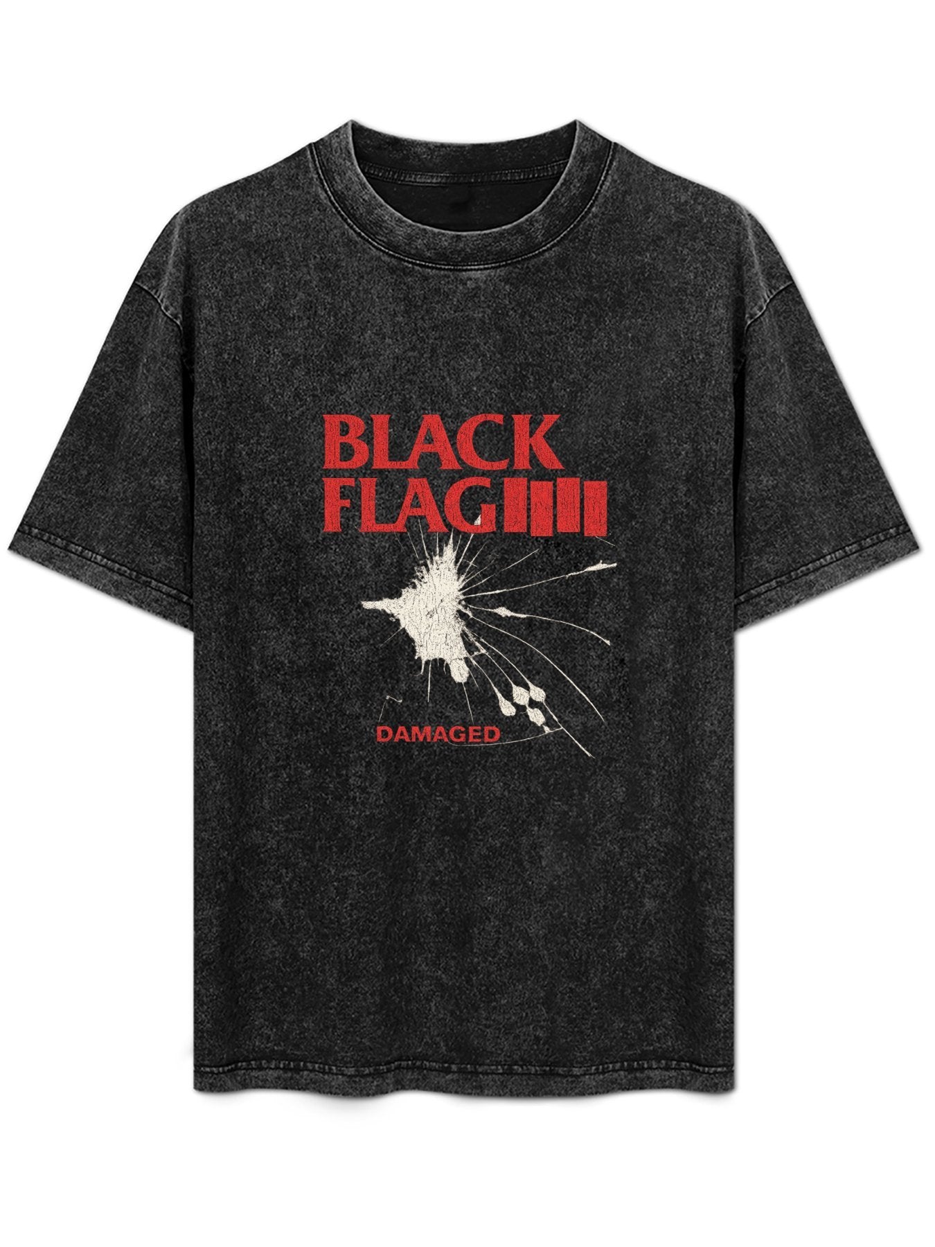 Black Flag Damaged Graphic Washed T-Shirt